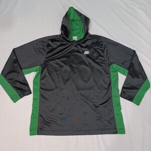 Vintage Nike Hoodie Mens Black Green Size Large Long Sleeve Pullover Mesh